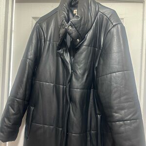 Supple black leather coat size L